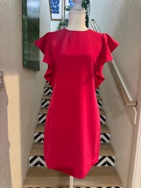 Spring Dress size 2 - Laundry By Shelli Segal Fuchsia Flutter-Sleeve Mini Dress